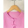 image:imageGORGLITTER Girls Cardigan Sweater Fall Trendy Bow Tie Front Long Sleeve Crewneck Cute Waffle Knit Lightweight CardiganPink