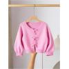 image:imageGORGLITTER Girls Cardigan Sweater Fall Trendy Bow Tie Front Long Sleeve Crewneck Cute Waffle Knit Lightweight CardiganPink