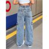 image:imageGORGLITTER Girls Cargo Jeans Elastic High Waisted Wide Leg Baggy Denim Pants with Pockets StreetwearBlue