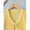 image:imageGORGLITTER Girls Crochet Cropped Cardigan Knit Tie Front Tops Cute Long Sleeve Bolero Shrug Lightweight Sweaters Trendy 2025Yellow