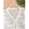 image:imageGORGLITTER Girls Crochet Cropped Cardigan Knit Tie Front Tops Cute Long Sleeve Bolero Shrug Lightweight Sweaters TrendyWhite