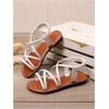 image:imageGORGLITTER Girls Cross Strappy Dress Sandals Open Toe Ankle Strap Cute Summer Flat SandalsBeige