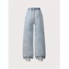 image:imageGORGLITTER Girls Cute Baggy Jeans Floral Graphic High Waisted Wide Leg Pull On Denim Cargo PantsLight Wash