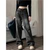 image:imageGORGLITTER Girls Cute Baggy Wide Leg Jeans Elastic High Waisted Denim Pants Bottoms with PocketsBlack