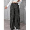 image:imageGORGLITTER Girls Cute Baggy Wide Leg Jeans Elastic High Waisted Denim Pants Bottoms with PocketsBlack Iron