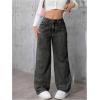 image:imageGORGLITTER Girls Cute Baggy Wide Leg Jeans Elastic High Waisted Denim Pants Bottoms with PocketsBlack Iron
