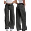 image:imageGORGLITTER Girls Cute Baggy Wide Leg Jeans Elastic High Waisted Denim Pants Bottoms with PocketsBlack Iron