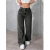 image:imageGORGLITTER Girls Cute Baggy Wide Leg Jeans Elastic High Waisted Denim Pants Bottoms with PocketsBlack Iron