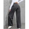 image:imageGORGLITTER Girls Cute Baggy Wide Leg Jeans Elastic High Waisted Denim Pants Bottoms with PocketsDark Grey Denim