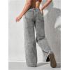 image:imageGORGLITTER Girls Cute Baggy Wide Leg Jeans Elastic High Waisted Denim Pants Bottoms with PocketsGrey