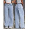 image:imageGORGLITTER Girls Cute Baggy Wide Leg Jeans Elastic High Waisted Denim Pants Bottoms with PocketsLight Wash