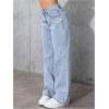 image:imageGORGLITTER Girls Cute Baggy Wide Leg Jeans Elastic High Waisted Denim Pants Bottoms with PocketsLight Wash