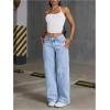 image:imageGORGLITTER Girls Cute Baggy Wide Leg Jeans Elastic High Waisted Denim Pants Bottoms with PocketsLight Wash Blue