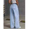 image:imageGORGLITTER Girls Cute Baggy Wide Leg Jeans Elastic High Waisted Denim Pants Bottoms with PocketsLight Wash Blue