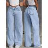 image:imageGORGLITTER Girls Cute Baggy Wide Leg Jeans Elastic High Waisted Denim Pants Bottoms with PocketsLight Wash Blue