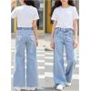image:imageGORGLITTER Girls Cute Bow Baggy Jeans Wide Leg High Elastic Waisted Y2k Denim Pants Casual Preppy Streetwear 812YLight Wash