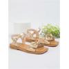 image:imageGORGLITTER Girls Cute Bow Flat Sandals Merallic Open Toe Ankle Strap Slip on Slides Summer Vacation ShoesGold