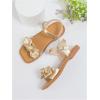 image:imageGORGLITTER Girls Cute Bow Flat Sandals Merallic Open Toe Ankle Strap Slip on Slides Summer Vacation ShoesGold