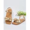 image:imageGORGLITTER Girls Cute Bow Flat Sandals Merallic Open Toe Ankle Strap Slip on Slides Summer Vacation ShoesGold