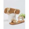 image:imageGORGLITTER Girls Cute Bow Flat Sandals Merallic Open Toe Ankle Strap Slip on Slides Summer Vacation ShoesGold