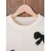 image:imageGORGLITTER Girls Cute Bow Print Sweater Dress Long Sleeve Crew Neck Fall Short DressesApricot