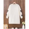 image:imageGORGLITTER Girls Cute Bow Print Sweater Dress Long Sleeve Crew Neck Fall Short DressesApricot