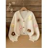 image:imageGORGLITTER Girls Cute Cherry Cardigan Sweaters Open Front Long Sleeve Lightweight Knit TopsApricot Beige