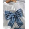 image:imageGORGLITTER Girls Cute Clothing Sets 2 Piece Beaded Bow T Shirt and Denim Skorts Fall OutfitsWhite