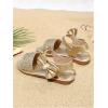 image:imageGORGLITTER Girls Cute Flat Sandals Bow Sparkly Metallic Sequin Ankle Strap Dress Summer Wedding Beach 2026 ShoesGold