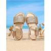 image:imageGORGLITTER Girls Cute Flat Sandals Bow Sparkly Metallic Sequin Ankle Strap Dress Summer Wedding Beach 2026 ShoesGold