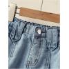 image:imageGORGLITTER Girls Denim Skirt Elastic High Waist Midi A Line Skirts with Pockets Cute Preppy ClothesMedium Wash