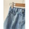 image:imageGORGLITTER Girls Denim Skirt Elastic High Waist Midi A Line Skirts with Pockets Cute Preppy ClothesMedium Wash