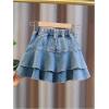 image:imageGORGLITTER Girls Denim Skirts Cute RuffleTiered High Elastic Waist Skater Jeans SkirtsBlue