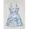 image:imageGORGLITTER Girls Dress Summer Cute Vacation Floral Mini Dresses Sleeveless Backless Mesh Ruched Graduation SundressesBlue