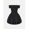 image:imageGORGLITTER Girls Dresses Cute Off The Shoulder Bubble Dress Ruched Sleeveless Party Birthday Mini DressesBlack