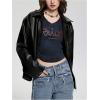 image:imageGORGLITTER Girls Faux Leather Zip Up Jackets Y2K Long Sleeve Motorcycle Bomber Coat Trendy Fall Winter ClothesBlack