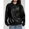 image:imageGORGLITTER Girls Faux Leather Zip Up Jackets Y2K Long Sleeve Motorcycle Bomber Coat Trendy Fall Winter ClothesBlack