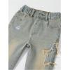 image:imageGORGLITTER Girls Flare Baggy Jeans Denim High Waisted Straight Wide Leg Bell Bottom Jeans Long Joggers PantsBlue Star