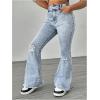 image:imageGORGLITTER Girls Flare Bell Bottom Jeans Ripped Distressed High Waist Denim Pants Trousers with PocketsLight Wash