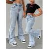 image:imageGORGLITTER Girls Flare Bell Bottom Jeans Ripped Distressed High Waist Denim Pants Trousers with PocketsLight Wash