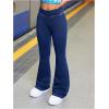 image:imageGORGLITTER Girls Flare Jeans Bell Bottom Elastic High Waisted Baggy Wide Leg Y2k Skinny Denim PantsDark Wash