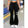 image:imageGORGLITTER Girls Flare Jeans Crossover Stretchy Denim Pants Bootcut Bell Bottoms Cute Yoga PantsBlack