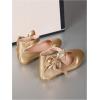 image:imageGORGLITTER Girls Flats Sandals Dress Shoes Bow Gold Metallic Ankle Strap Princess Ballet Shoes Wedding Party SandalsGold