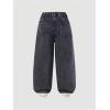 image:imageGORGLITTER Girls Floral Baggy Wide Leg Jeans Y2K Zipper Fly Washed Denim Pants with PocketsBlack