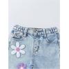 image:imageGORGLITTER Girls Floral Baggy Wide Leg Jeans Y2K Zipper Fly Washed Denim Pants with PocketsLight Blue