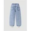 image:imageGORGLITTER Girls Floral Baggy Wide Leg Jeans Y2K Zipper Fly Washed Denim Pants with PocketsLight Blue