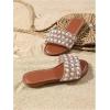 image:imageGORGLITTER Girls Glitter Rhinestone Sandals Cute Pearl Open Toe Princess Dress Shoes Dressy Slide SandalsBrown