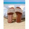 image:imageGORGLITTER Girls Glitter Rhinestone Sandals Cute Pearl Open Toe Princess Dress Shoes Dressy Slide SandalsBrown