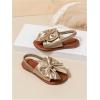 image:imageGORGLITTER Girls Gold Sandals Bow Tie Flats Metallic Open Toe Ankle Strap Cute Slide Sandals Vacation ShoesGold