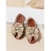 image:imageGORGLITTER Girls Gold Sandals Bow Tie Flats Metallic Open Toe Ankle Strap Cute Slide Sandals Vacation ShoesGold